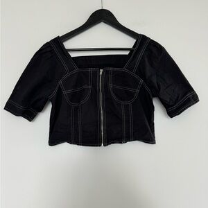 Black Crop Top with White Outline